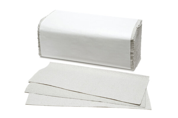 Falthandtücher Basic - 1 lagig - Recycling grau - 25 x 23 cm - V-Falz - Zick-Zack