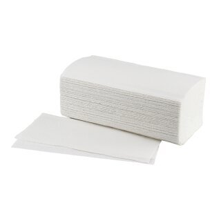 Falthandtücher CLASSIC - 1 lagig - RC Zellstoff Mix weiß - 25 x 23 cm - V-Falz - Zick-Zack - ½ Palette =  72.000 Blatt