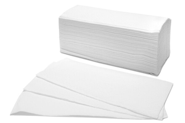 Falthandtücher DELUXE - 2 lagig - Zellstoff hochweiß - 25 x 23 cm - V-Falz - Zick-Zack - 2 Verpackungen = 6.400 Blatt