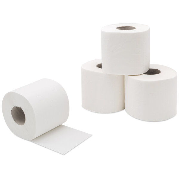 Toilettenpapier Kleinrollen DELUXE - 3-lagig - 250 Blatt - Zellstoff hochweiß - 1 Verpackung = 64 Rollen